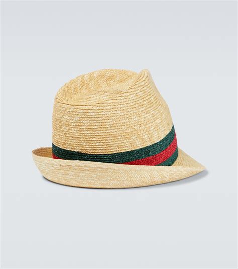 gucci woven straw fedora hat|Gucci straw hat with bee.